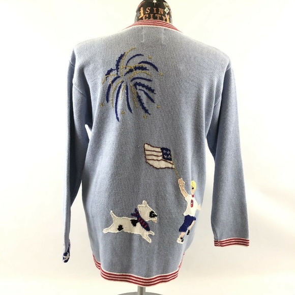 HSN Storybook Knits Sweater Large 4th of July - Picture 5 of 8